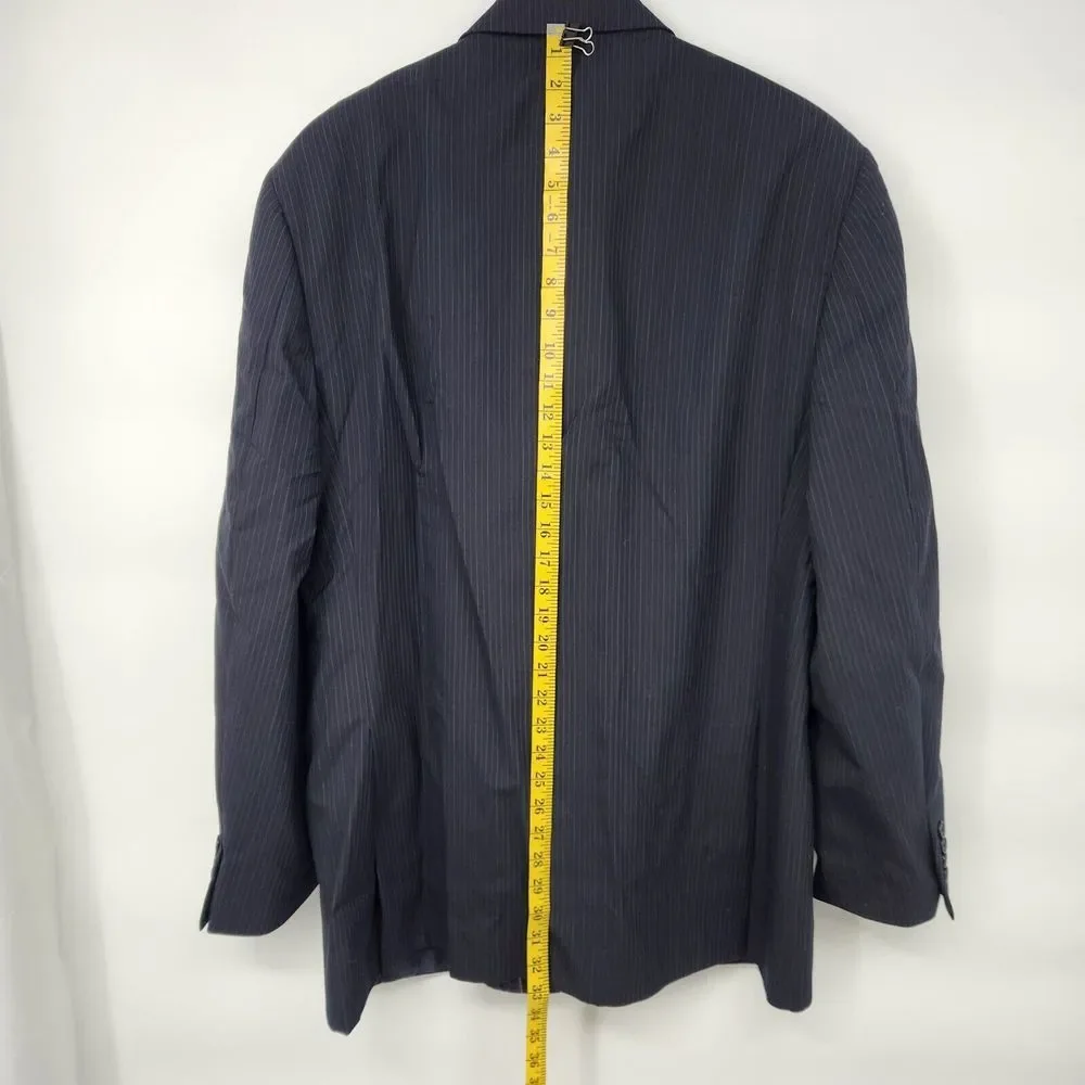 Brooks Brothers‎ 346 Jacket Dark Blue w/ Blue & Gray Pinstripe Blazer Wool 46L